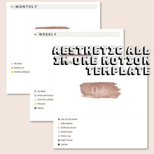 Aesthetic All In One Notion Template.