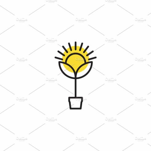 hipster plant lines sunflower logo cover image.