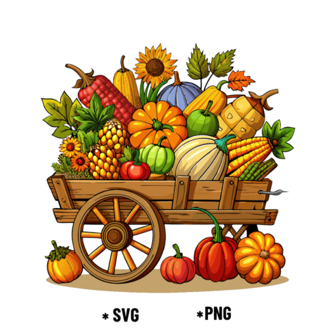Autumn Harvest Cart Overflowing with Bounty cover image.