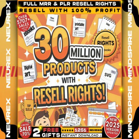 30 Million+ Digital Products Bundle | Passive Income Machine | PLR & MRR | Keep 100% Profits cover image.