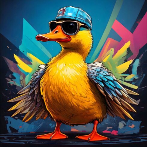 Funky Cartoon Duck with Mirrored Aviator Sunglasses – Bold Digital Illustration cover image.