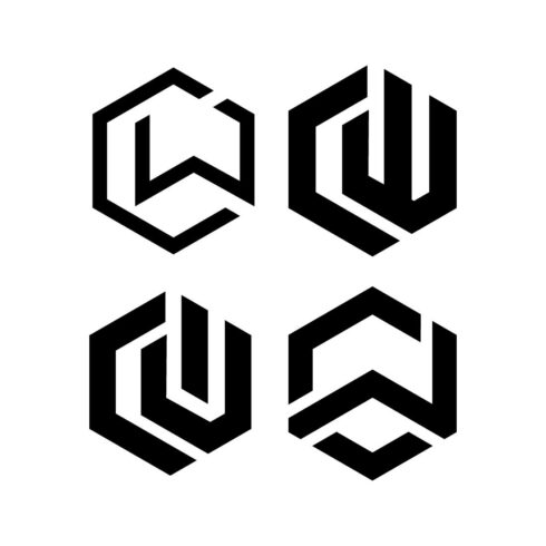 Modern CW or WC Hexagon Letter Logo Polygon Monogram, Line Art & Creative Typography Design cover image.