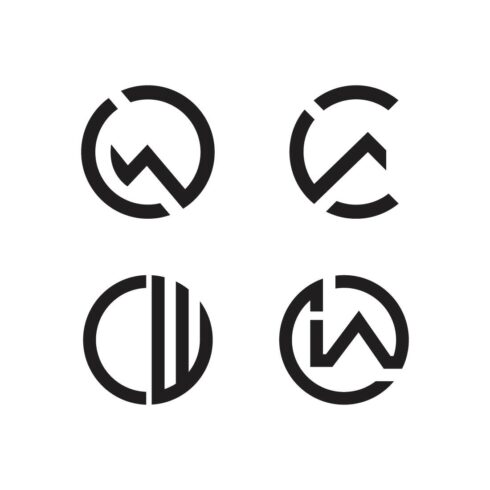 Modern CW or WC Round shape Letter Logo circle Monogram, Line Art & Creative Typography Design cover image.