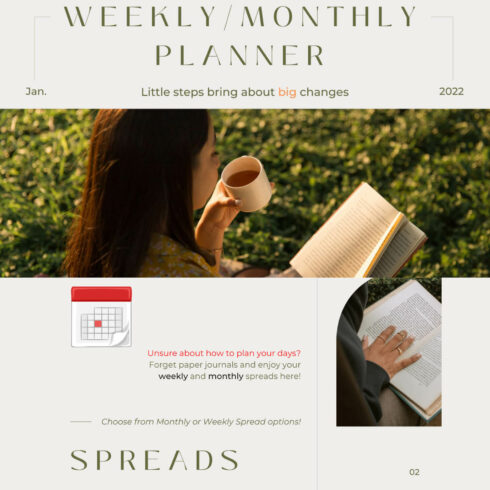 Weekly / Monthly planner, Little steps bring about big changes.