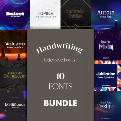 Preview extensive handwriting fonts bundle.