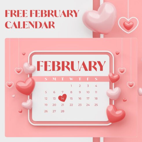 February Calendar Wallpaper, main picture 1500x1500.